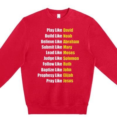 Heroes Of The Bible Faith Popular Biblical Characters Premium Crewneck Sweatshirt