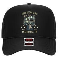 Home Of The Blues Beale Street Memphis Musician Guitarist High Crown Mesh Back Trucker Hat