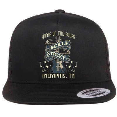 Home Of The Blues Beale Street Memphis Musician Guitarist Flat Bill Trucker Hat