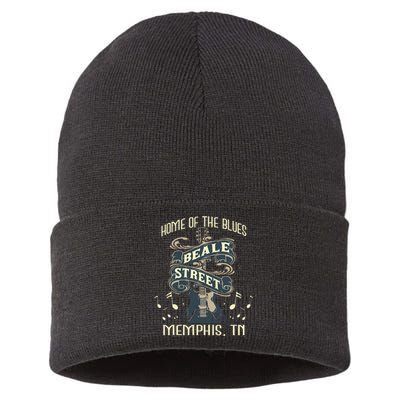 Home Of The Blues Beale Street Memphis Musician Guitarist Sustainable Knit Beanie