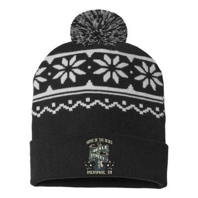 Home Of The Blues Beale Street Memphis Musician Guitarist USA-Made Snowflake Beanie