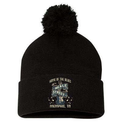 Home Of The Blues Beale Street Memphis Musician Guitarist Pom Pom 12in Knit Beanie