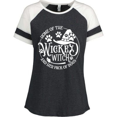 Home Of The Wicked Witch And Her Pack Of Dog Funny Gift Enza Ladies Jersey Colorblock Tee