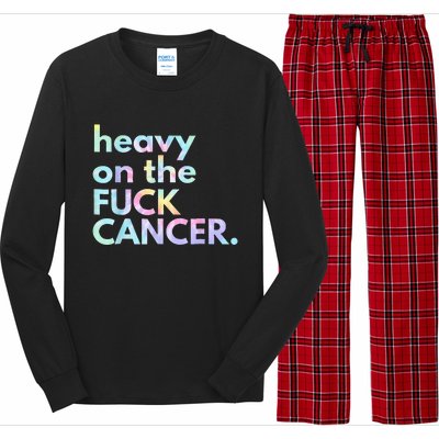 Heavy On The Fuck Cancer Tie Dye Distressed Awareness Long Sleeve Pajama Set