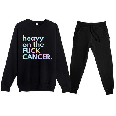 Heavy On The Fuck Cancer Tie Dye Distressed Awareness Premium Crewneck Sweatsuit Set