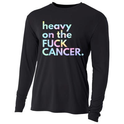 Heavy On The Fuck Cancer Tie Dye Distressed Awareness Cooling Performance Long Sleeve Crew