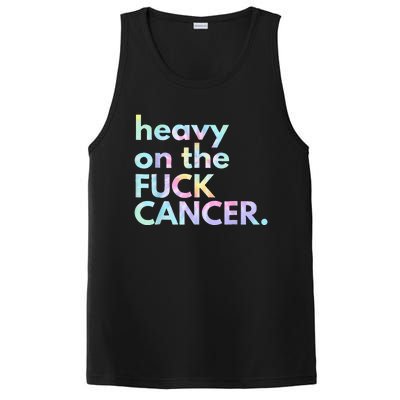 Heavy On The Fuck Cancer Tie Dye Distressed Awareness PosiCharge Competitor Tank