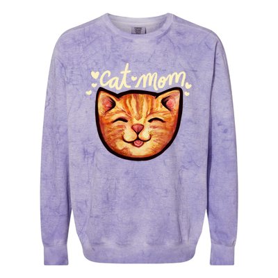 Happy Orange Tabby Cat Mom Gift Colorblast Crewneck Sweatshirt