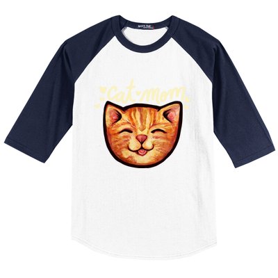 Happy Orange Tabby Cat Mom Gift Baseball Sleeve Shirt