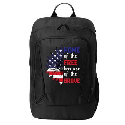 Home Of The Free Because Of The Brave Sunflower USA Flag City Backpack