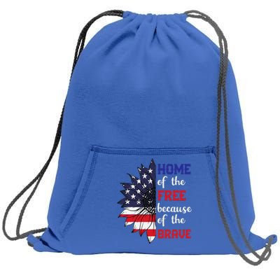 Home Of The Free Because Of The Brave Sunflower USA Flag Sweatshirt Cinch Pack Bag