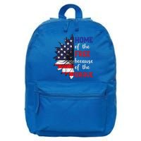 Home Of The Free Because Of The Brave Sunflower USA Flag 16 in Basic Backpack