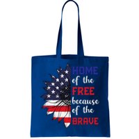 Home Of The Free Because Of The Brave Sunflower USA Flag Tote Bag