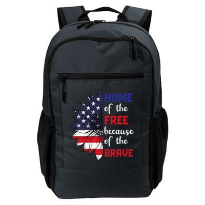 Home Of The Free Because Of The Brave Sunflower USA Flag Daily Commute Backpack