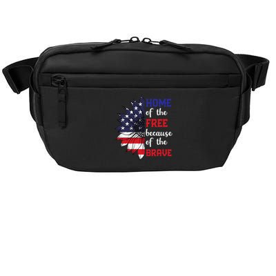 Home Of The Free Because Of The Brave Sunflower USA Flag Crossbody Pack