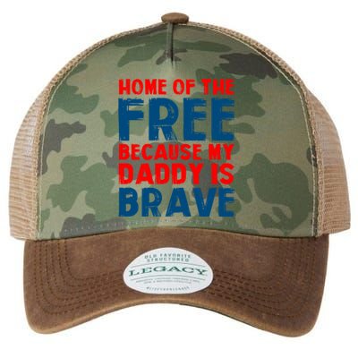 Home Of The Free Because My Daddy Is Brave Gift Legacy Tie Dye Trucker Hat