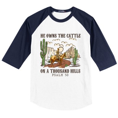 He Owns The Cattle On A Thousand Hills Psalm 50 Christian Baseball Sleeve Shirt