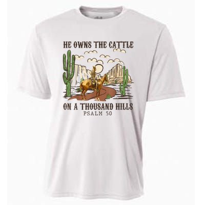 He Owns The Cattle On A Thousand Hills Psalm 50 Christian Cooling Performance Crew T-Shirt