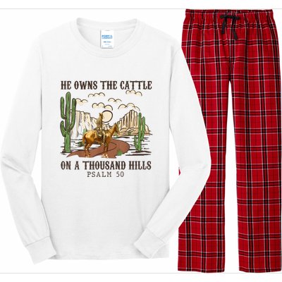 He Owns The Cattle On A Thousand Hills Psalm 50 Christian Long Sleeve Pajama Set