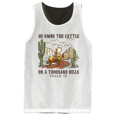 He Owns The Cattle On A Thousand Hills Psalm 50 Christian Mesh Reversible Basketball Jersey Tank