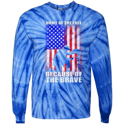 Home Of The Free Because Of The Brave Distress American Flag Cute Gift Tie-Dye Long Sleeve Shirt