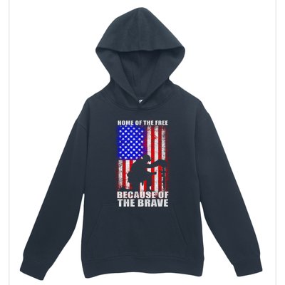 Home Of The Free Because Of The Brave Distress American Flag Cute Gift Urban Pullover Hoodie