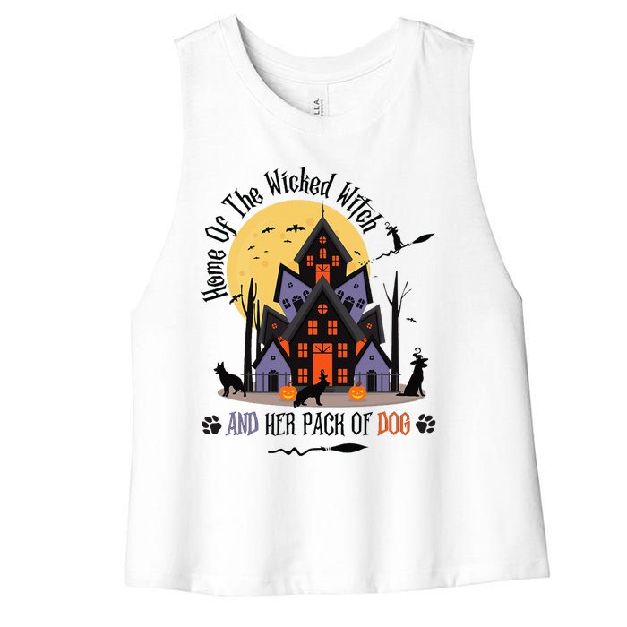 Home Of The Wicked Witch And Her Pack Of Dog Women's Racerback Cropped Tank