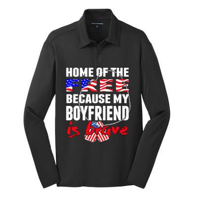 Home Of The Free My Friend Is Brave Proud Army Friend Funny Gift Silk Touch Performance Long Sleeve Polo