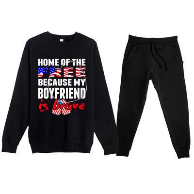 Home Of The Free My Friend Is Brave Proud Army Friend Funny Gift Premium Crewneck Sweatsuit Set