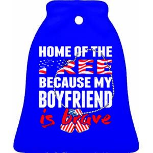 Home Of The Free My Friend Is Brave Proud Army Friend Funny Gift Ceramic Bell Ornament