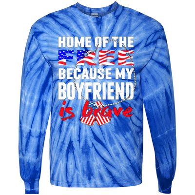 Home Of The Free My Friend Is Brave Proud Army Friend Funny Gift Tie-Dye Long Sleeve Shirt