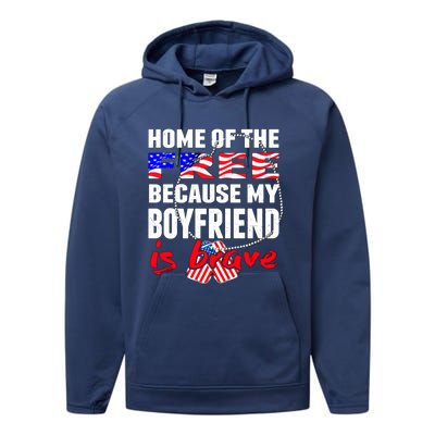 Home Of The Free My Friend Is Brave Proud Army Friend Funny Gift Performance Fleece Hoodie