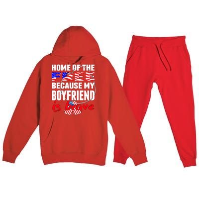 Home Of The Free My Friend Is Brave Proud Army Friend Funny Gift Premium Hooded Sweatsuit Set