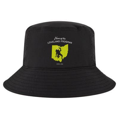 Home Of The Loveland Frogman Ohio Usa Cool Comfort Performance Bucket Hat