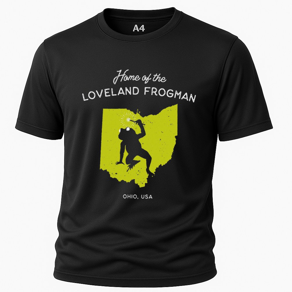 Home Of The Loveland Frogman Ohio Usa Cooling Performance Crew T-Shirt