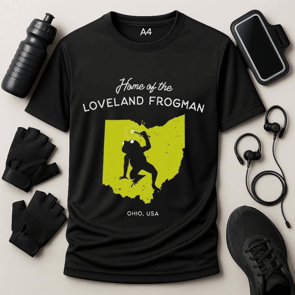 Home Of The Loveland Frogman Ohio Usa Cooling Performance Crew T-Shirt