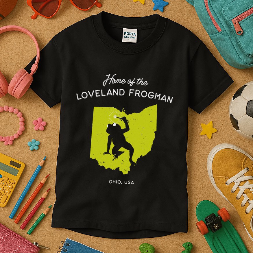 Home Of The Loveland Frogman Ohio Usa Kids T-Shirt
