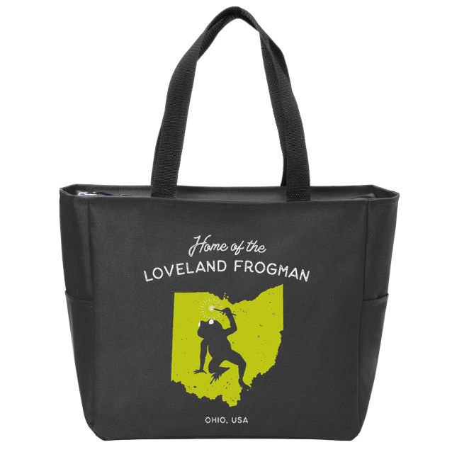 Home Of The Loveland Frogman Ohio Usa Zip Tote Bag
