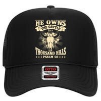 He Owns The Cattle On A Buffalo Thousand Hills Psalm 50 High Crown Mesh Back Trucker Hat