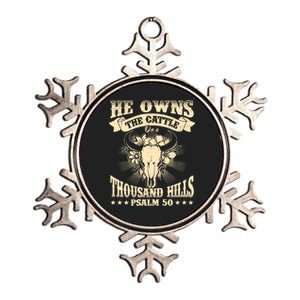 He Owns The Cattle On A Buffalo Thousand Hills Psalm 50 Metallic Star Ornament