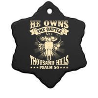 He Owns The Cattle On A Buffalo Thousand Hills Psalm 50 Ceramic Star Ornament