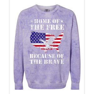 Home Of The Free Because Of The Brave Patriotic Colorblast Crewneck Sweatshirt