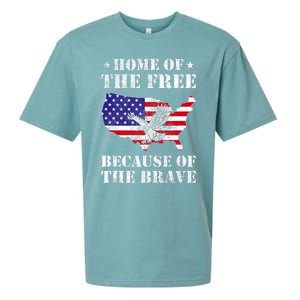 Home Of The Free Because Of The Brave Patriotic Sueded Cloud Jersey T-Shirt