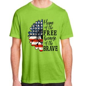 Home Of The Free Because Of The Brave Patriotic Flower Adult ChromaSoft Performance T-Shirt