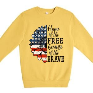 Home Of The Free Because Of The Brave Patriotic Flower Premium Crewneck Sweatshirt