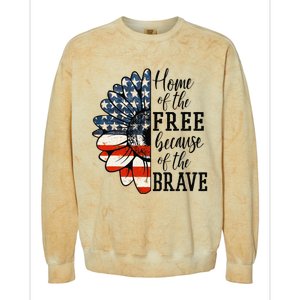 Home Of The Free Because Of The Brave Patriotic Flower Colorblast Crewneck Sweatshirt