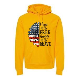 Home Of The Free Because Of The Brave Patriotic Flower Premium Hoodie