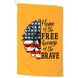 Home Of The Free Because Of The Brave Patriotic Flower Platinum Collection Golf Towel