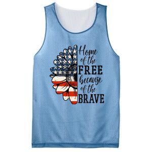 Home Of The Free Because Of The Brave Patriotic Flower Mesh Reversible Basketball Jersey Tank