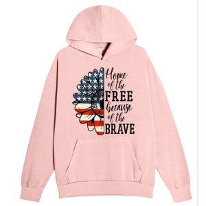 Home Of The Free Because Of The Brave Patriotic Flower Urban Pullover Hoodie